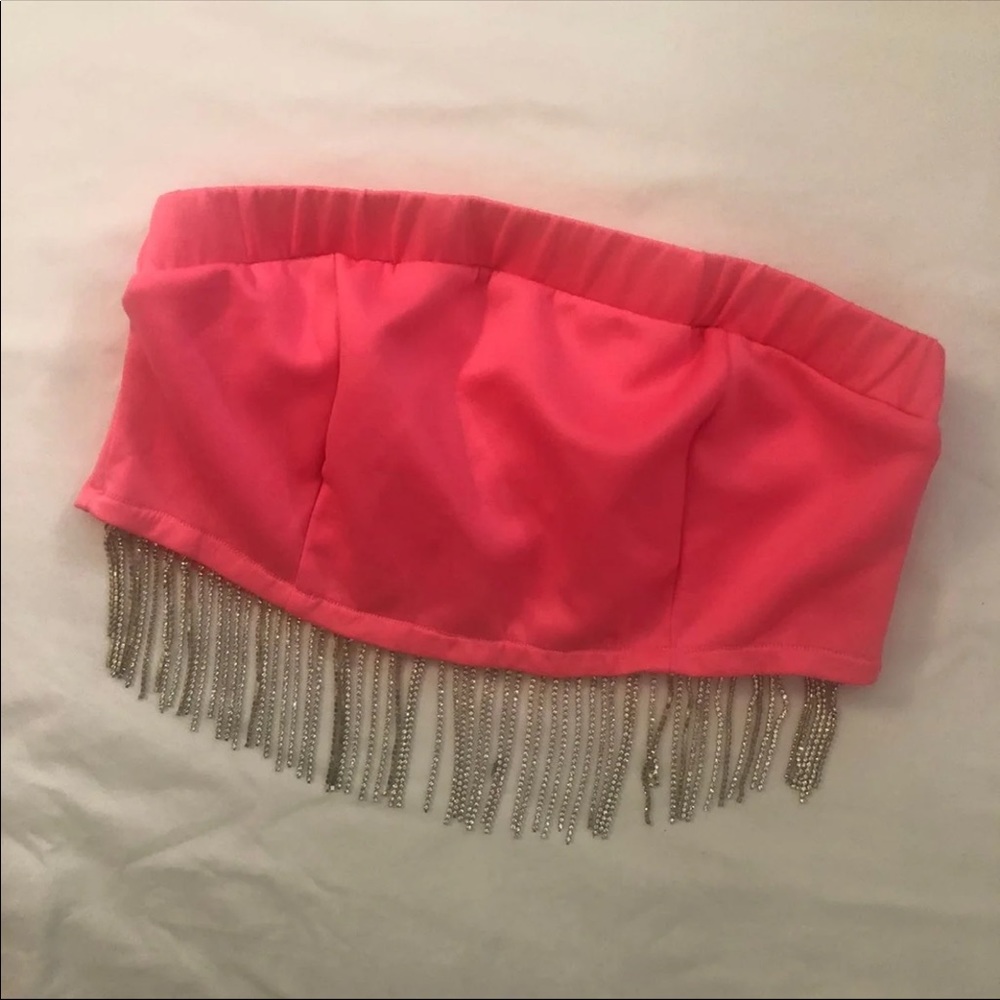 Pink and silver sequin tube top